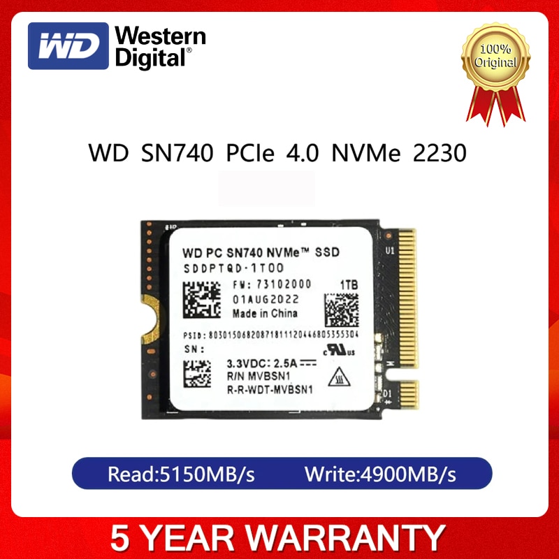 100%   WD SN740, 2TB, 1TB, M.2 SSD, 2230 NVMe PCIe Gen 4x4 SSD, ũμƮ ǽ  X ǽ Ʈ 3  ũ